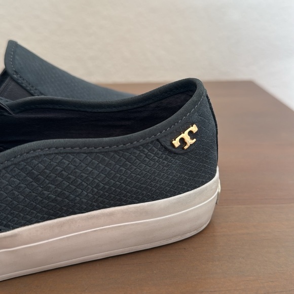 Tory Burch Floyd Snakeskin Leather Slip-On Sneakers in Embossed Blue - Picture 6 of 6